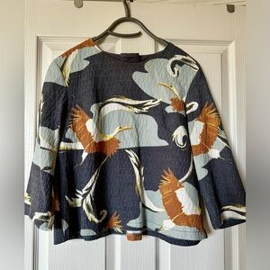 H&M Crane Bird Seersucker Top